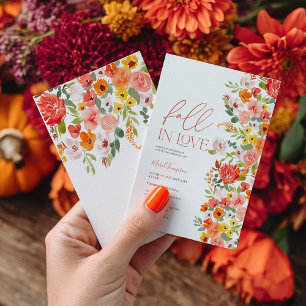 Hand Painted Autumn Fall in Love Bridal Shower Invitation