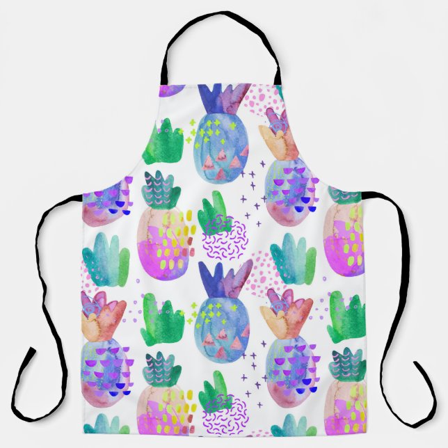 Hand-painted autumn flowers, seamless pattern. apron (Front)