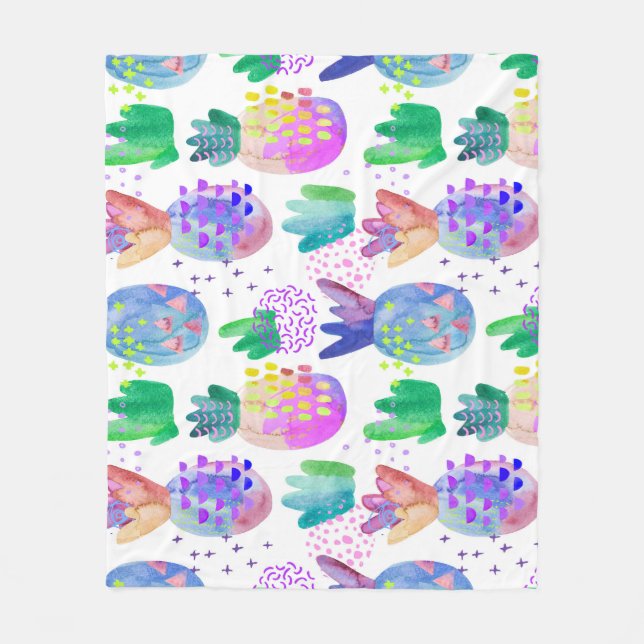 Hand-painted autumn flowers, seamless pattern. fleece blanket (Front)