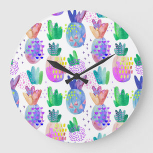 Hand-painted autumn flowers, seamless pattern. large clock
