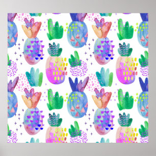 Hand-painted autumn flowers, seamless pattern. poster