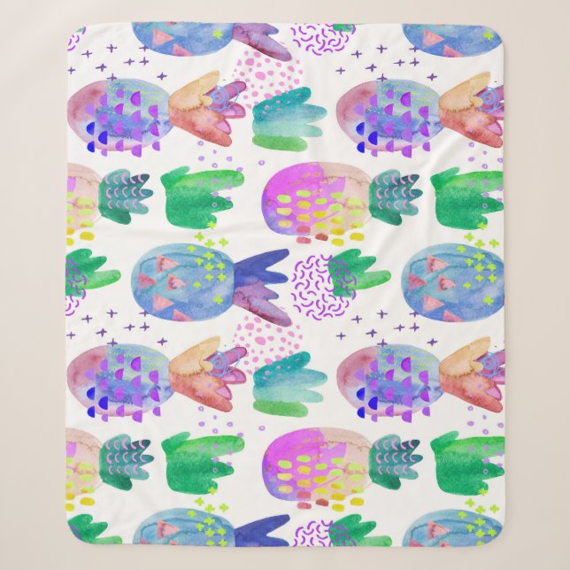 Hand-painted autumn flowers, seamless pattern. sherpa blanket (Front)