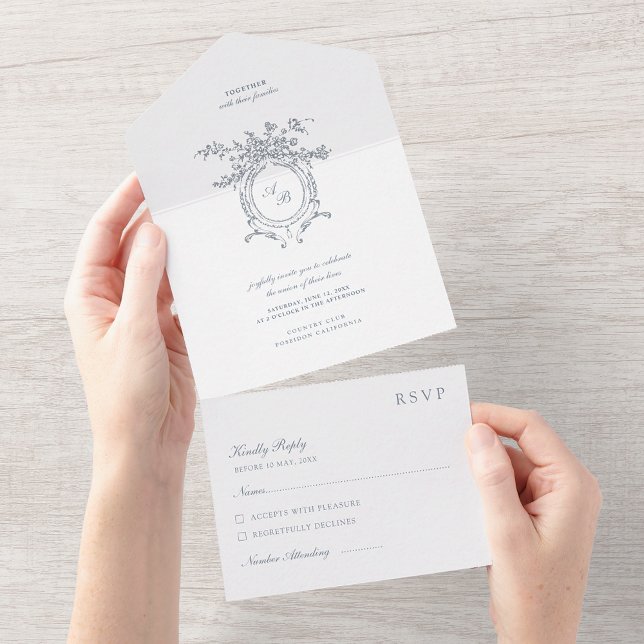 Hand-Painted Baroque Floral Ornament Wedding All In One Invitation (Creator Uploaded)