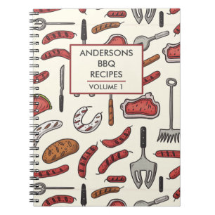 hand painted BBQ Personalised Recipe Notebook