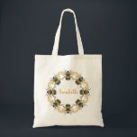 Hand Painted Bee Wreath Personalise Tote Bag<br><div class="desc">Personalise with your name.

bee by: href="http://www.freepik.com">Designed by Freepik</div>