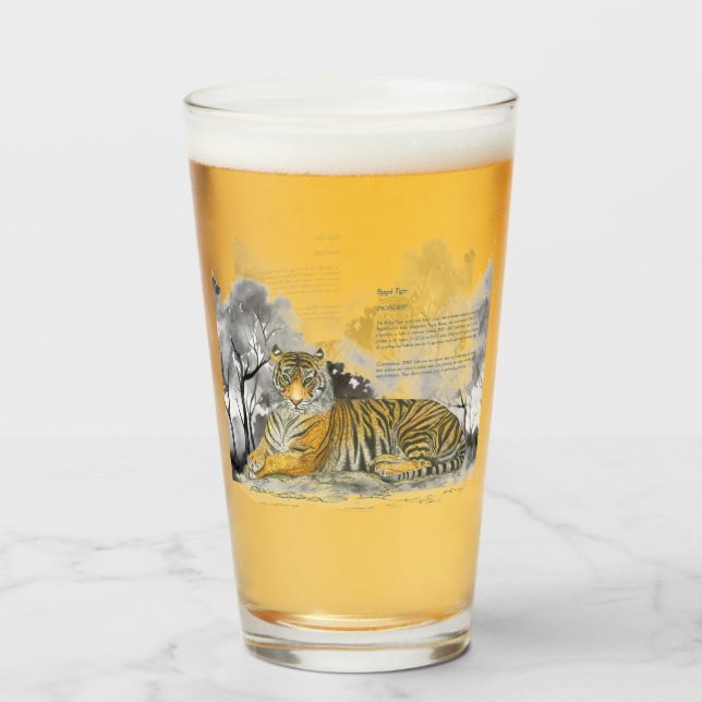 Hand-Painted Bengal Tiger Glass (Front Filled)