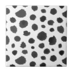 Hand Painted Black & White Animal Fur Pattern Ceramic Tile<br><div class="desc">Fun abstract black and white pattern painted with watercolor. Uneven black dots on a white background that looks like an animal fur pattern. Cute feminine and modern graphic design.</div>