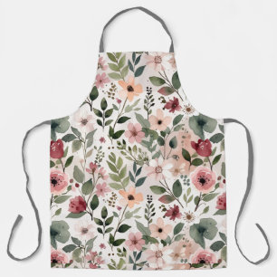 Hand-Painted Blossoms in Modern Watercolor Eleganc Apron