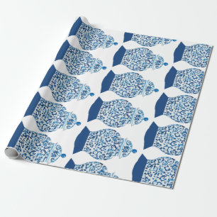 Hand Painted Blue and White Ginger Jar Wrapping Paper