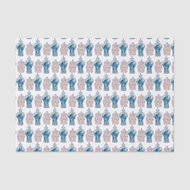 Hand Painted Blue Ginger Jar Wrapping Paper (Front)