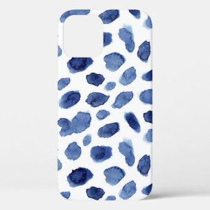 Hand Painted, Blue Watercolor Stains. iPhone 12 Case