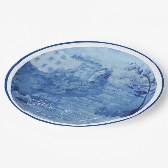 Hand Painted Blue Willow Ginger Jars Toile Paper Plate (Angled)