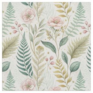 Hand-Painted Blush Floral Botanical Flower Pattern Fabric