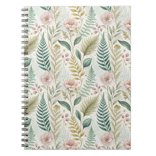 Hand-Painted Blush Floral Botanical Flower Pattern Notebook