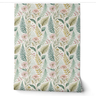 Hand-Painted Blush Floral Botanical Flower Pattern Wallpaper