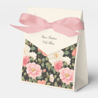 Hand-Painted Blush & Ivory Roses Lush Greenery Favour Box