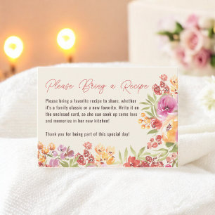 Hand Painted Boho Floral Bridal Shower Recipe Requ Enclosure Card