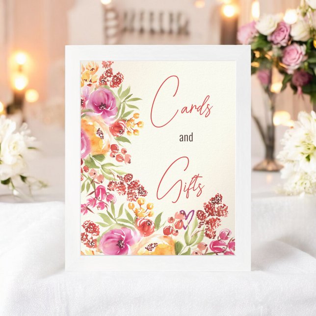 Hand-Painted Boho Floral Cards Gifts Bridal Shower Poster (Hand-Painted Boho Floral Cards Gifts Bridal Shower Poster)