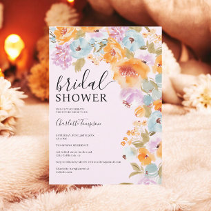 Hand-Painted Boho Floral Watercolor Bridal Shower Invitation