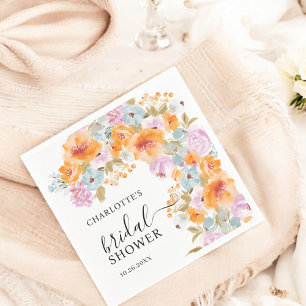 Hand-Painted Boho Floral Watercolor Bridal Shower Napkin