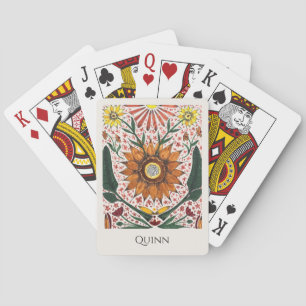 Hand Painted Botanical Symmetry with Name Playing Cards