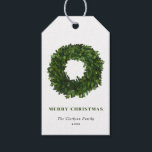 Hand Painted Boxwood Wreath Merry Christmas Gift Tags<br><div class="desc">Merry Christmas | Add a festive accent to your holiday gifts with these customisable Christmas gift tags. They feature a watercolour boxwood wreath. Personalise by adding your details. These custom Christmas wreath gift tags are available on other cardstock. Matching items are available.</div>