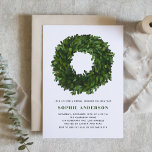 Hand Painted Boxwood Wreath Winter Bridal Shower Invitation<br><div class="desc">Invite family and friends to your event with this customisable bridal shower invitation. It features a hand-painted boxwood wreath and pinstripe pattern. Personalise this holiday bridal shower invitation by adding your details. This classic bridal shower invitation is perfect for winter and Christmas bridal showers. Matching items are available.</div>