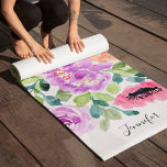 Hand Painted Bright Watercolor Floral Yoga Mat<br><div class="desc">Hand Painted Bright Watercolor Floral pattern personalised design.</div>