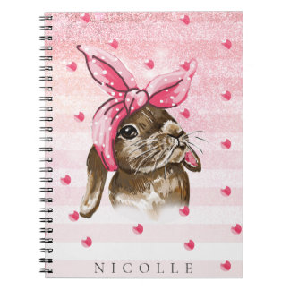 Hand painted Bunny pink Notebook