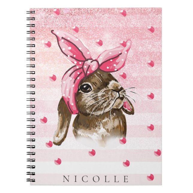 Hand painted Bunny pink Notebook (Front)