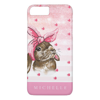 Hand painted Bunny with pink bow iPhone 8 Plus/7 Plus Case