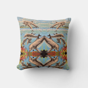 Hand Painted By Number Dolphins   Mirror Tiled   Cushion