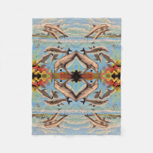 Hand Painted By Number Dolphins   Mirror Tiled   Fleece Blanket