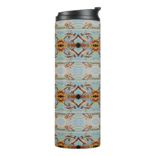 Hand Painted By Number Dolphins   Mirror Tiled   Thermal Tumbler