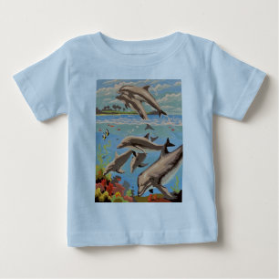 Hand Painted By Number Playful Dolphins Baby T-Shirt