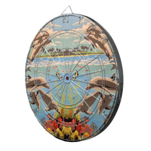 Hand Painted By Number   Playful Dolphins   Dartboard