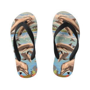 Hand Painted By Number   Playful Dolphins   Kid's Thongs
