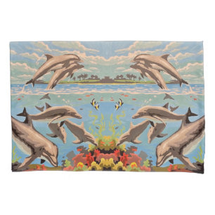 Hand Painted By Number   Playful Dolphins   Pillowcase