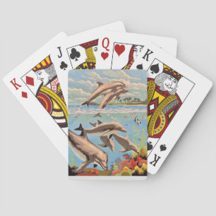 Hand Painted By Number   Playful Dolphins   Playing Cards