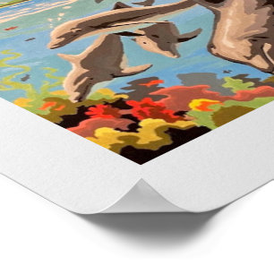 Hand Painted By Number   Playful Dolphins   Poster