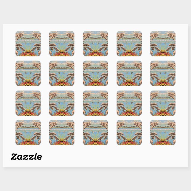 Hand Painted By Number | Playful Dolphins | Square Sticker (Sheet)