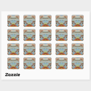 Hand Painted By Number   Playful Dolphins   Square Sticker
