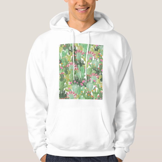 Hand Painted Cactus: Desert Green Hoodie (Front)