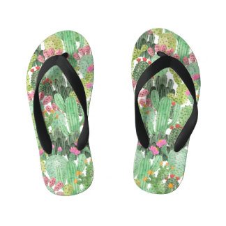 Hand Painted Cactus: Desert Green Kid's Thongs