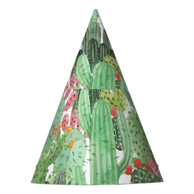 Hand Painted Cactus: Desert Green Party Hat (Front)