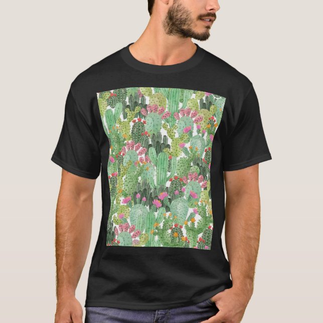 Hand Painted Cactus: Desert Green T-Shirt (Front)