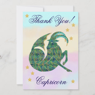 Hand-Painted Capricorn Birthday Thank You Card