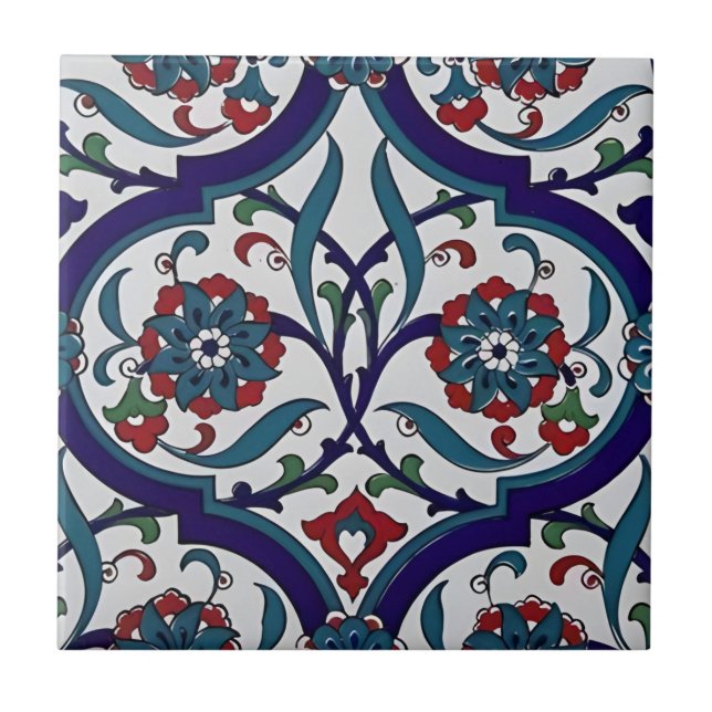 hand painted ceramic contemporary floral motifs ti ceramic tile (Front)