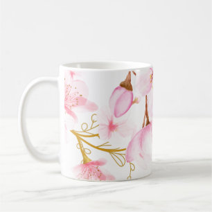 Hand Painted Cherry Blossom Print Coffee Mug