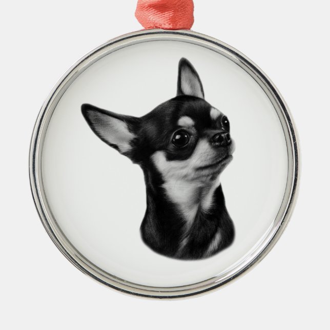 Hand painted chihuahua portrait metal ornament (Front)
